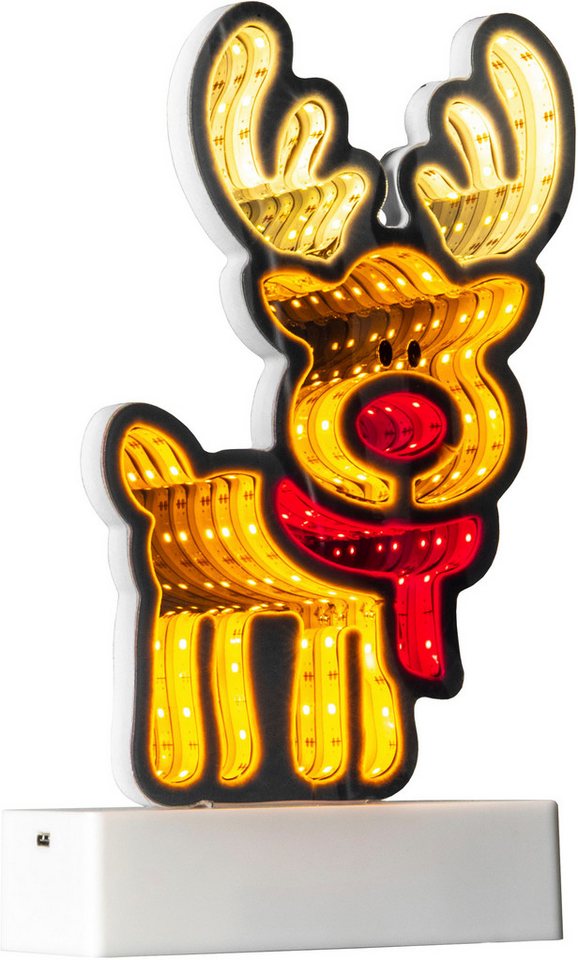 OTTO home LED Dekofigur Evvina, LED fest integriert, Warmweiß, Infinity Effekt, Weihnachtsdeko für Innen, beidseitig beleuchte