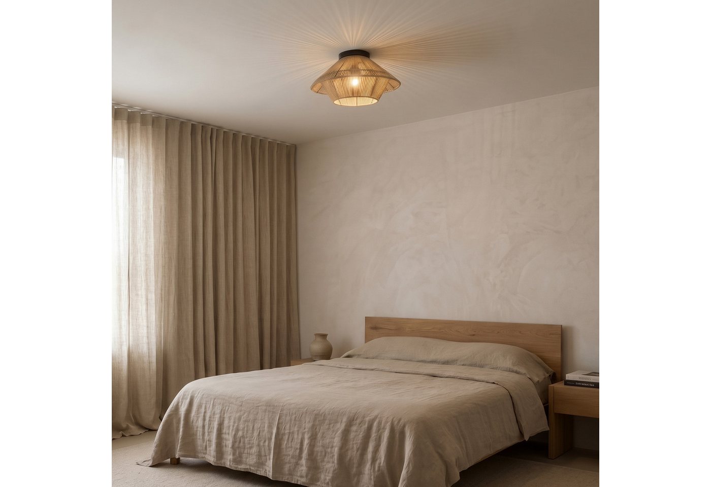 OTTO home Deckenleuchte Sillias, Ø 49 cm, ohne Leuchtmittel, Deckenlampe aus Sisal-Schnur gefertigt, E27-Fassung Bild 2