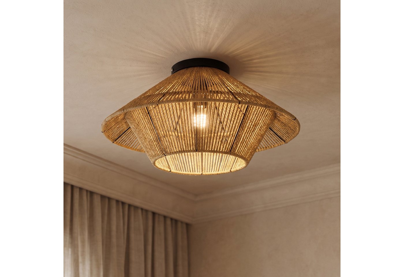 OTTO home Deckenleuchte Sillias, Ø 49 cm, ohne Leuchtmittel, Deckenlampe aus Sisal-Schnur gefertigt, E27-Fassung Bild 3
