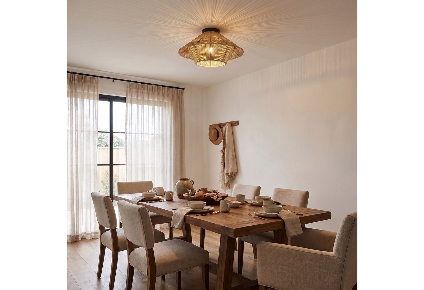OTTO home Deckenleuchte Sillias, Ø 49 cm, ohne Leuchtmittel, Deckenlampe aus Sisal-Schnur gefertigt, E27-Fassung Bild 4