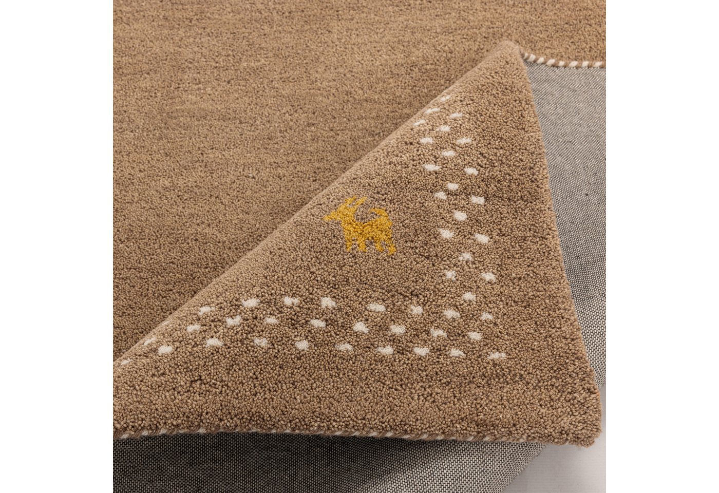THEKO Wollteppich Gabbeh Bordüre, Handgefertigt, Teppich, Tiermotiv, reine Wolle, rechteckig, Höhe: 14 mm, Wohnzimmer, Schlafzimmer, Esszimmer Bild 4