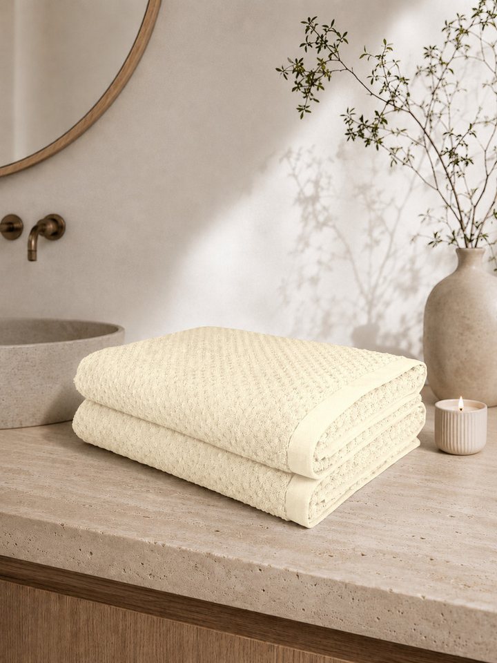 OTTO home Saunatuch Corrin, 2 Premium Saunatücher, 500 gr/m², 90x180cm, Frottier (2-St), 100% Baumwolle, mit Struktur, weich, uni, 5 Jahre Garantie Bild 2