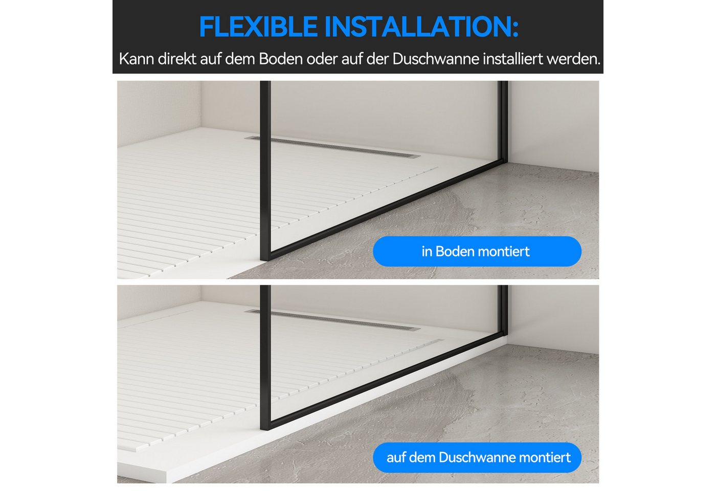 welltime Walk-in-Dusche Walk In Frame, Einscheibensicherheitsglas, Rundumrahmen, auch mit stabilisierendem Eckregal