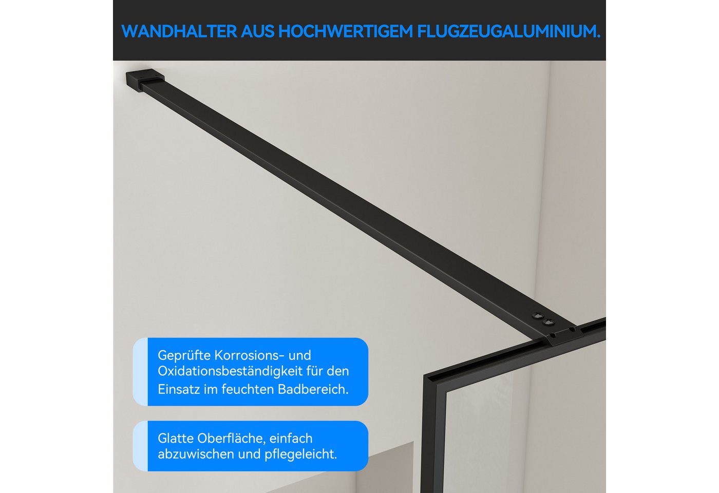 welltime Walk-in-Dusche Walk In Frame, Einscheibensicherheitsglas, Rundumrahmen, auch mit stabilisierendem Eckregal Bild 4