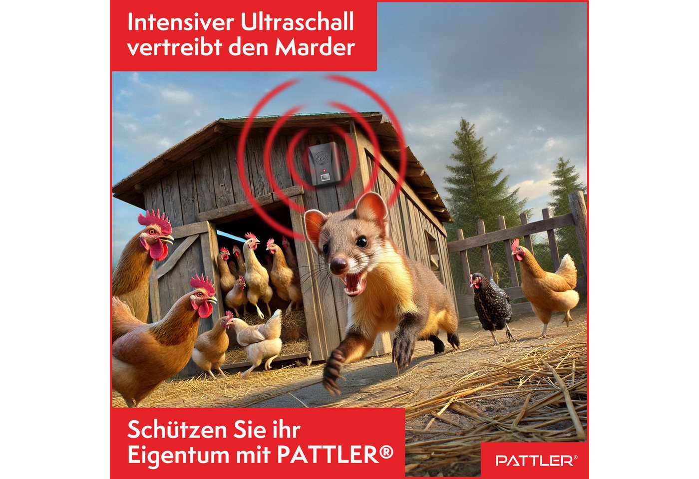 Pattler Ultraschall-Tierabwehr Marderabwehr an Fahrzeug, Carport oder Stellplatz, 1 Gerät für ca. 40 m² Bild 3