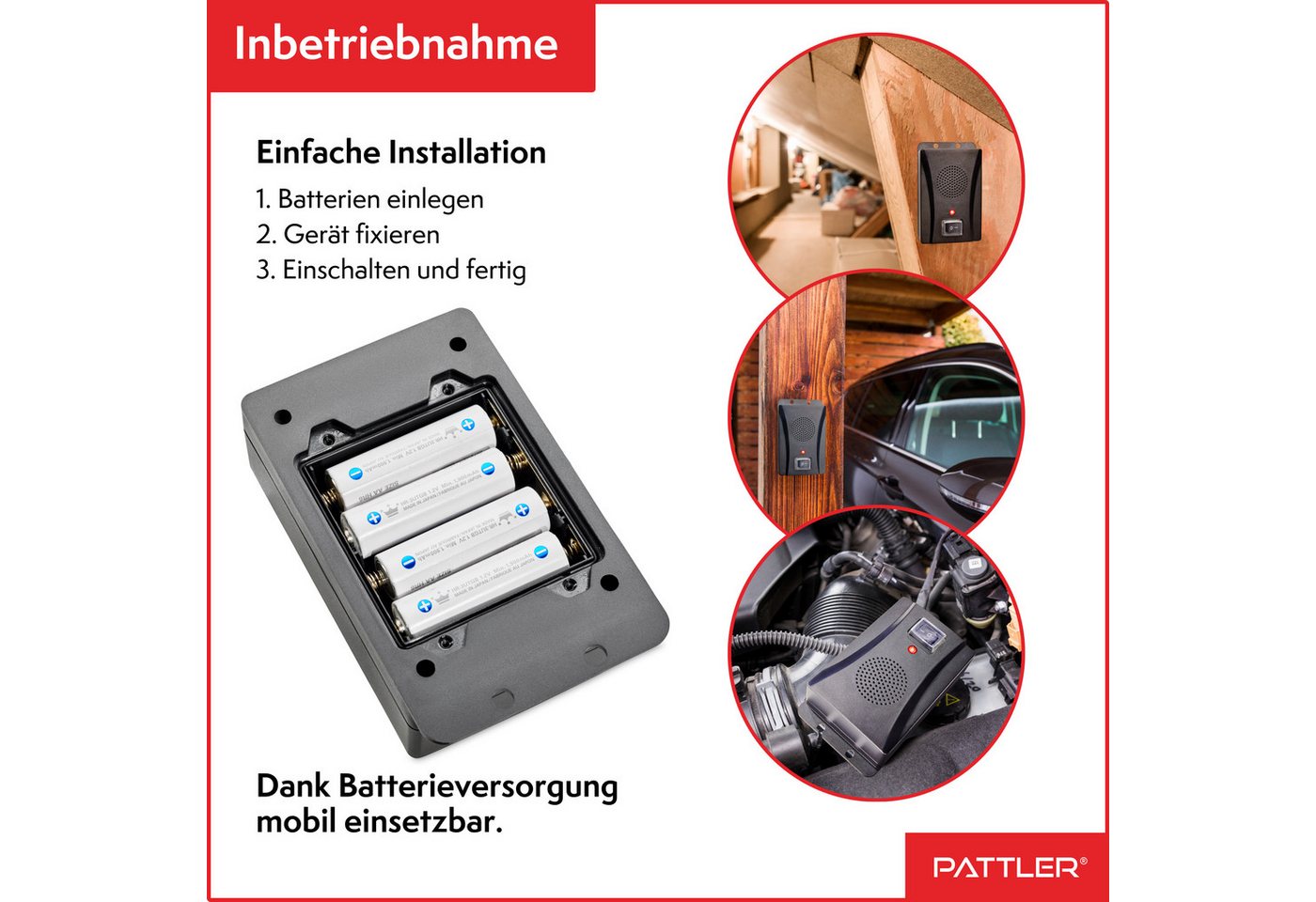 Pattler Ultraschall-Tierabwehr Marderabwehr an Fahrzeug, Carport oder Stellplatz, 1 Gerät für ca. 40 m² Bild 5
