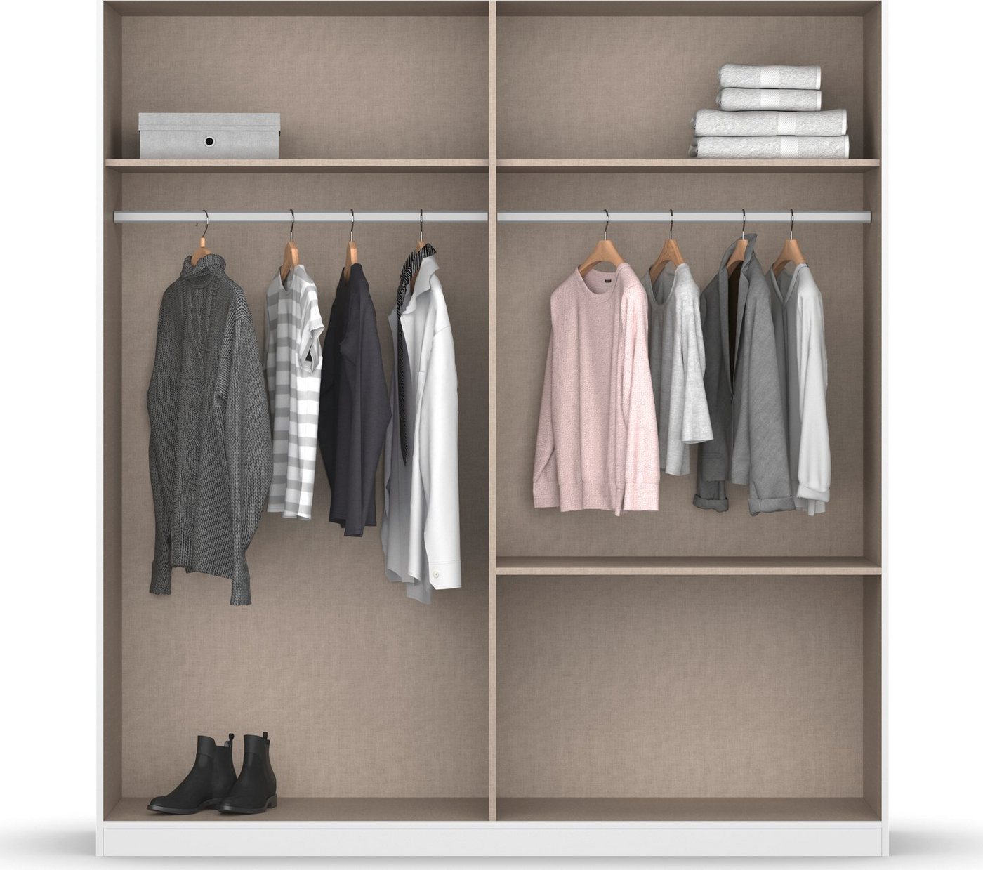 OTTO home Drehtürenschrank Kleiderschrank Schrank Garderobe Wäscheschrank CHALLENGER (Breite 181 cm, Höhen 197 cm) Metallgriffe in Graumetallic und geräumige Schubladen MADE IN GERMANY