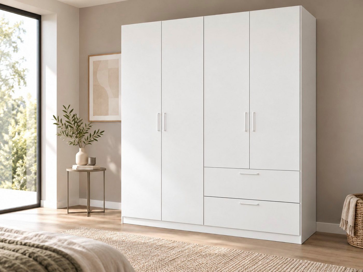 OTTO home Drehtürenschrank Kleiderschrank Schrank Garderobe Wäscheschrank CHALLENGER (Breite 181 cm, Höhen 197 cm) Metallgriffe in Graumetallic und geräumige Schubladen MADE IN GERMANY Bild 5