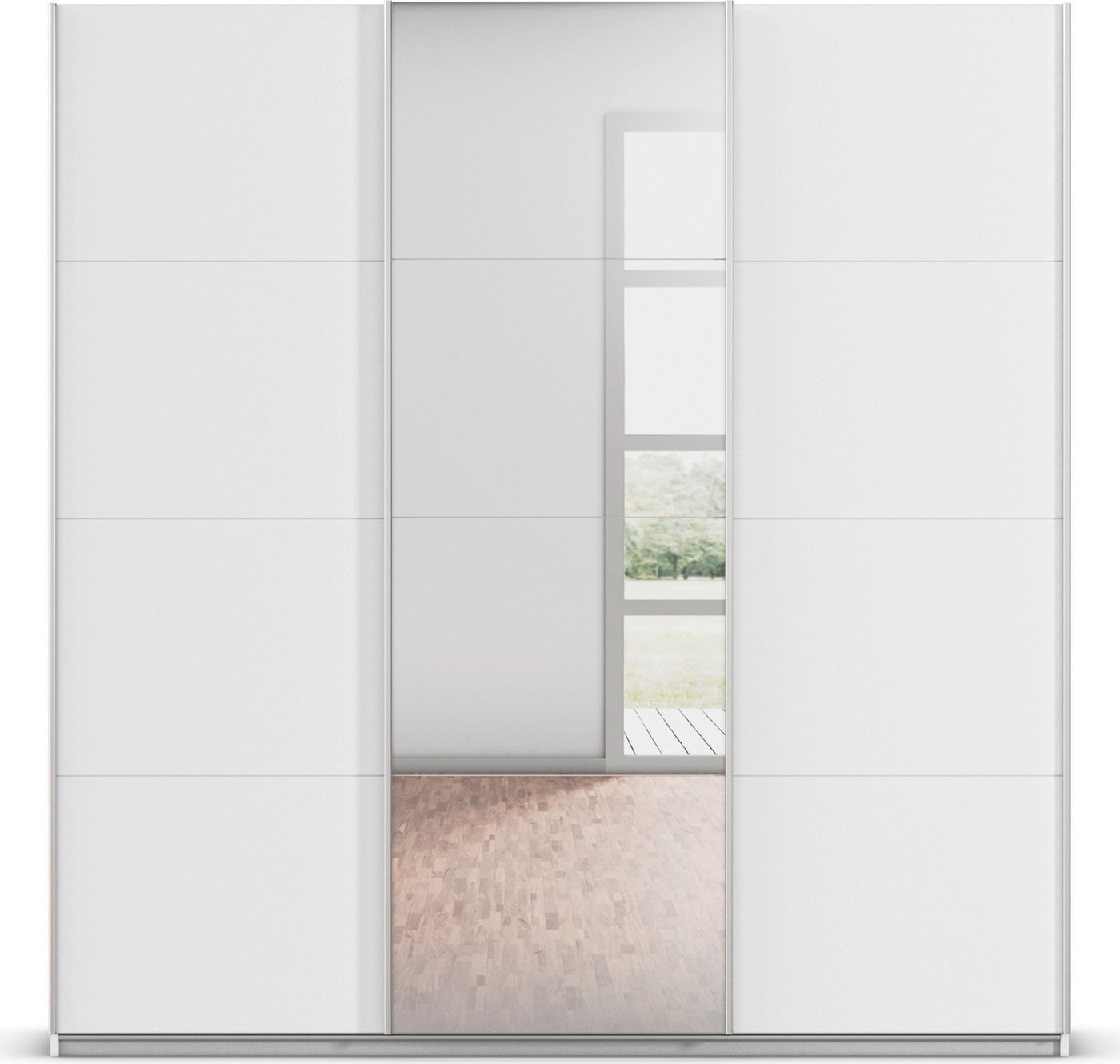 OTTO home Schwebetürenschrank Kleiderschrank Schrank Schlafzimmerschrank Garderobe AGORDO (Breiten 203 cm, Griffe alufarben) Top Innenausstattung, MADE IN GERMANY