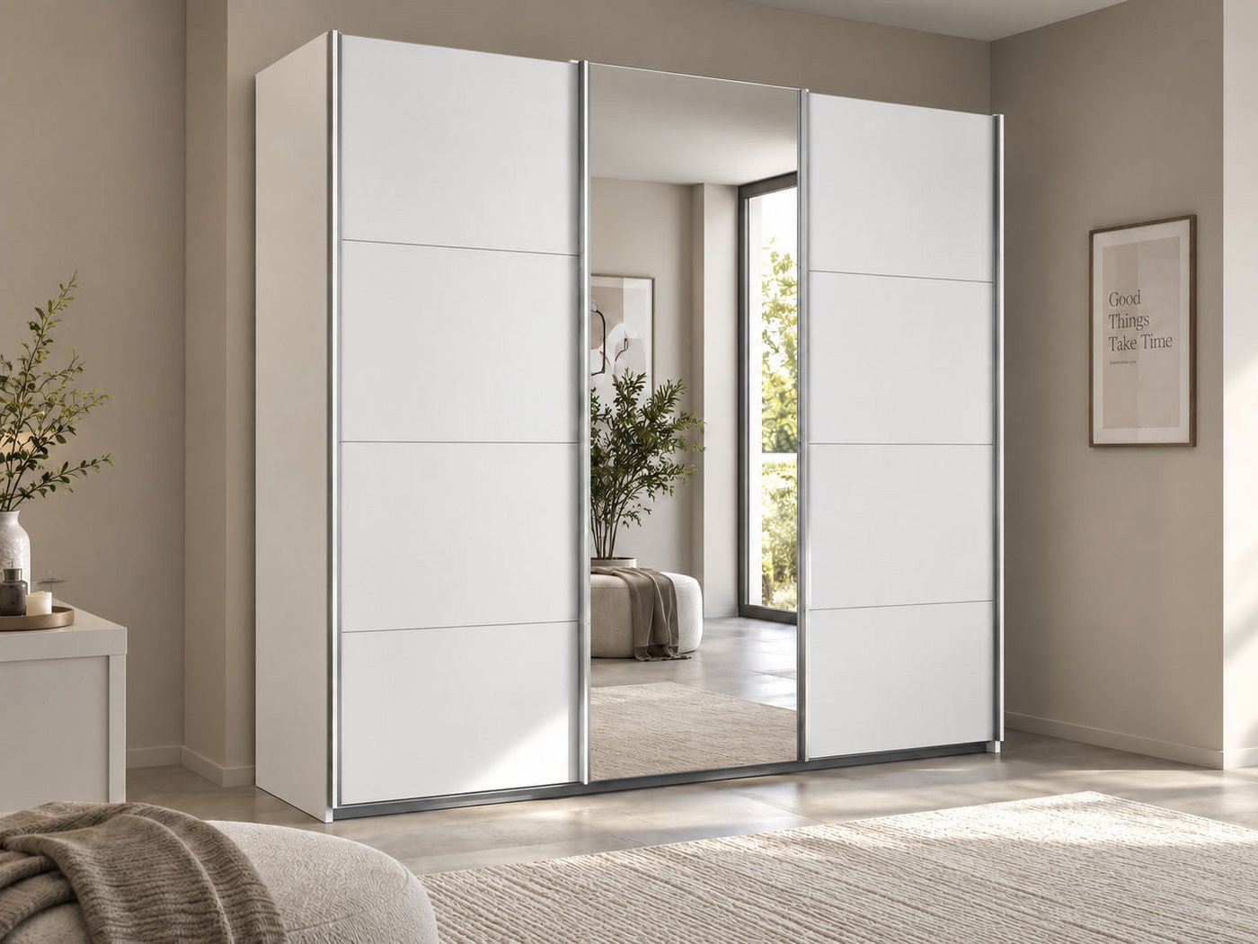 OTTO home Schwebetürenschrank Kleiderschrank Schrank Schlafzimmerschrank Garderobe AGORDO (Breiten 203 cm, Griffe alufarben) Top Innenausstattung, MADE IN GERMANY Bild 4