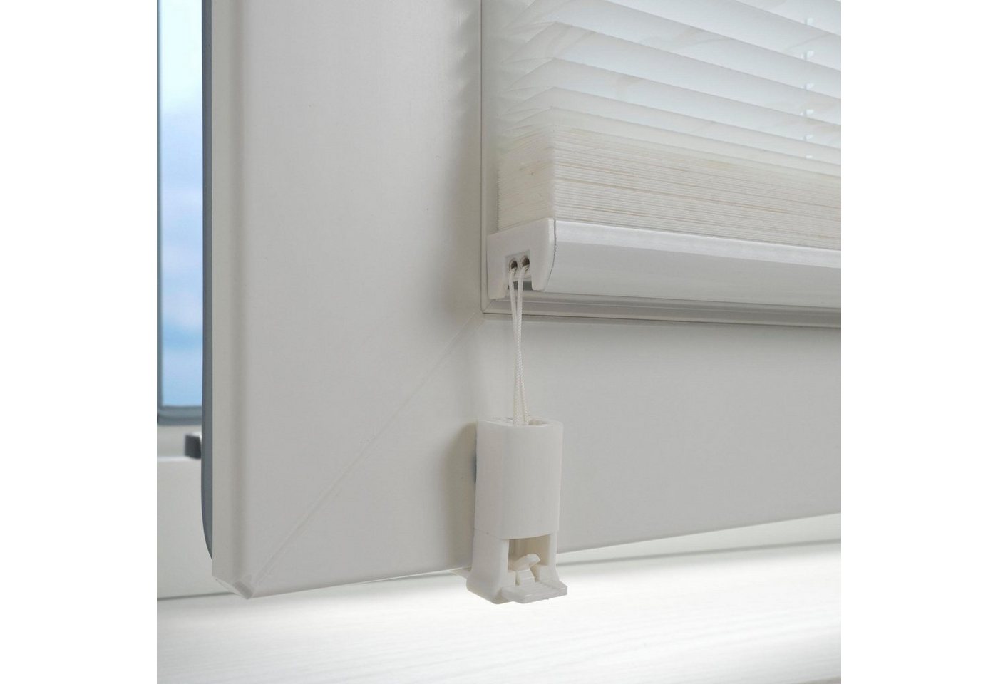 Liedeco Plissee Klemmfix-Plissee Ranke grau, Crunsh-Optik, ohne Bohren, Lichtschutz, Lichtschutz, ohne Bohren, verspannt, Klemmfix, Klemmfix-Plisse mit floralem Druck Bild 3