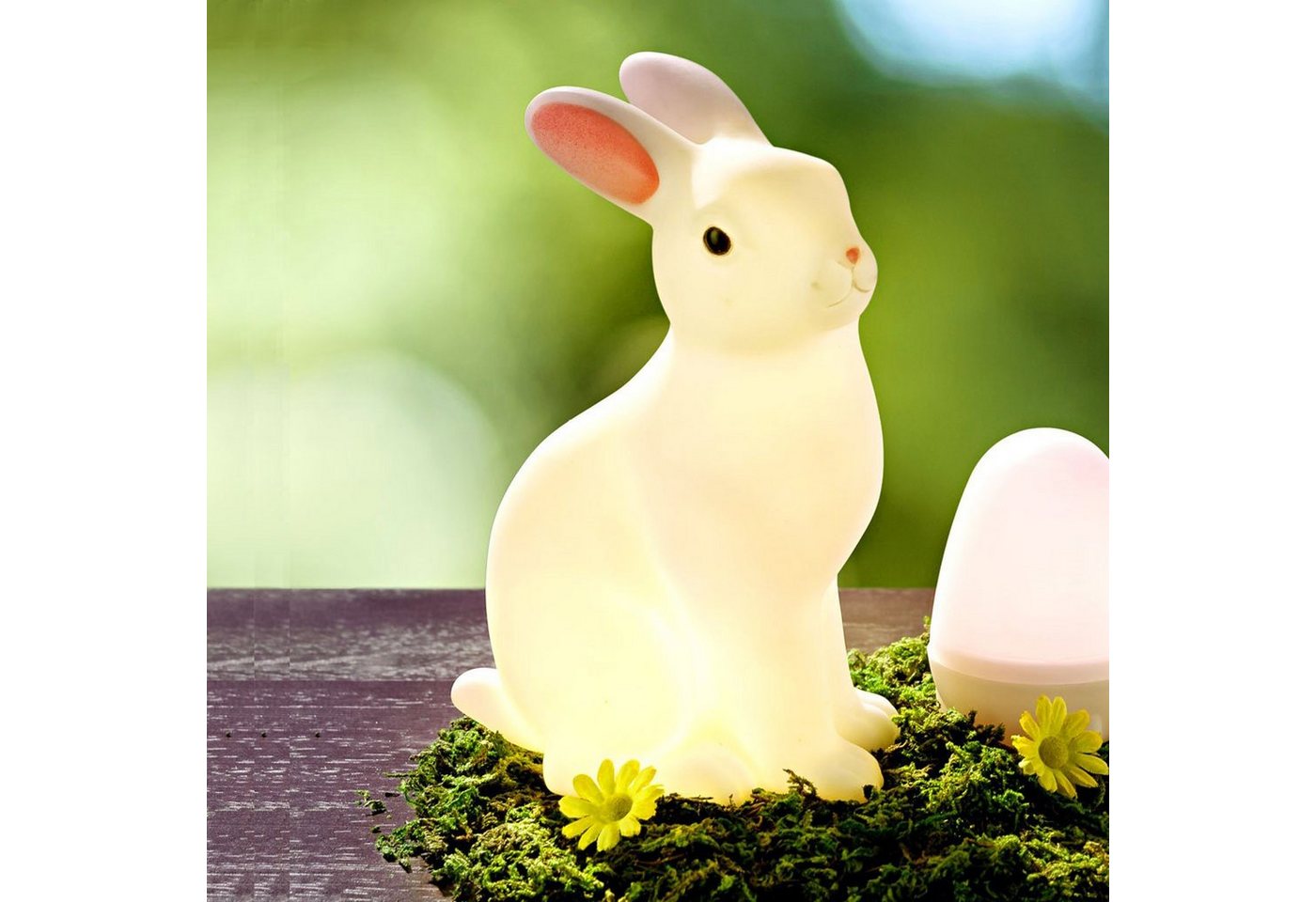HAC24 LED Nachtlicht 2er Set LED Schneehasen mit Kind Nachtlicht Hase Deko Lampe Leuchte, LED fest integriert, Warmweiß, Batteriebetrieben Bild 3
