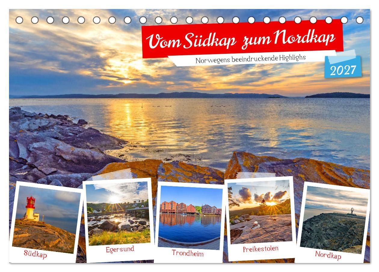 CALVENDO Wandkalender Vom Südkap zum Nordkap (Tischkalender 2027 DIN A5 quer), CALVENDO Mona
