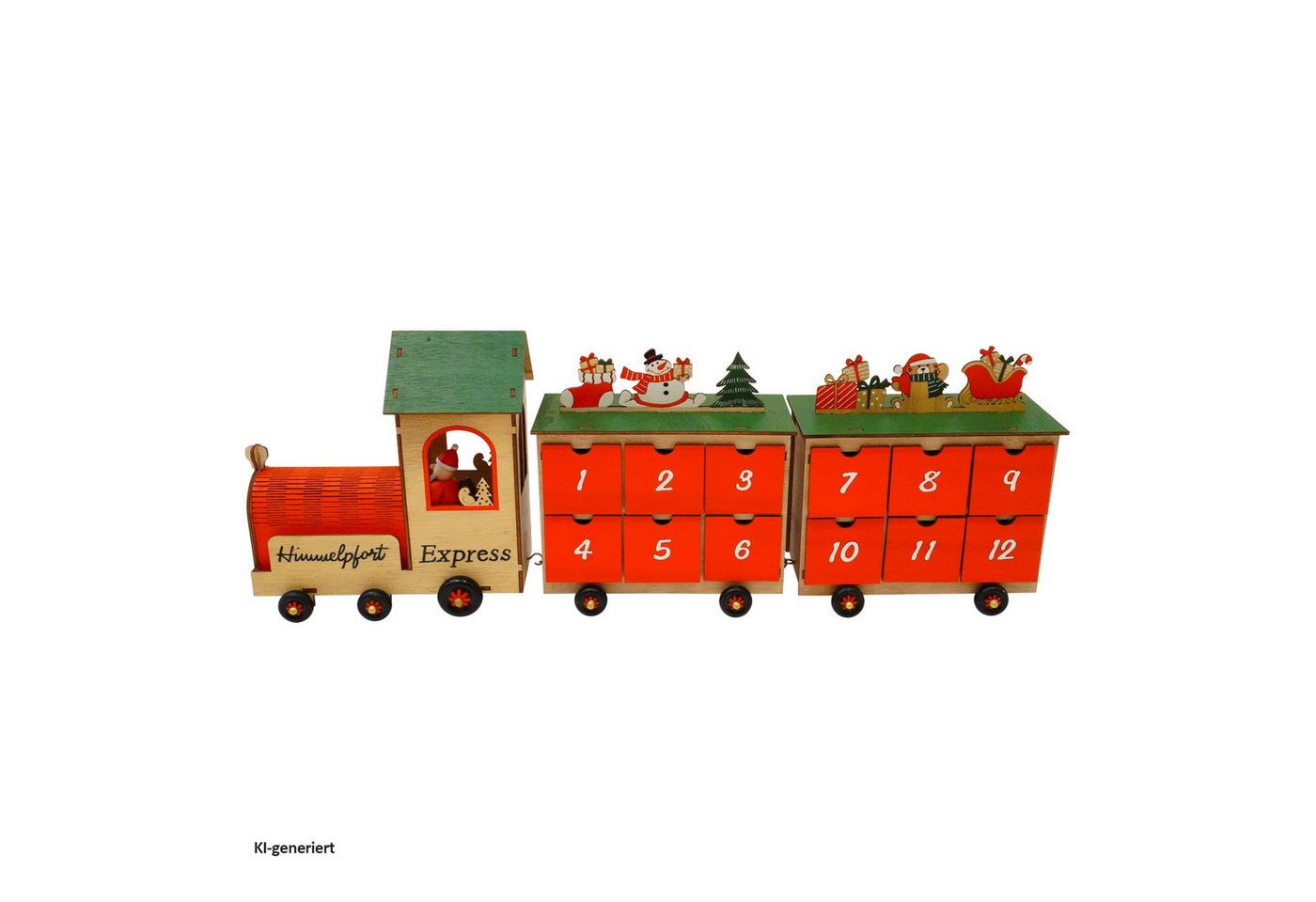 HTI-Living befüllbarer Adventskalender Adventskalender Weihnachtszug Rot (1 Stück, 1-tlg), Dekorativer Weihnachtskalender mit 24 Schubladen Bild 2