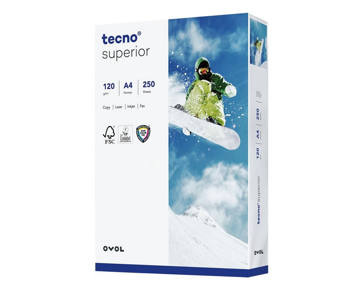 Inapa tecno Druckerpapier Superior, Format DIN A4, 120 g/m², 168 CIE, 250 Blatt