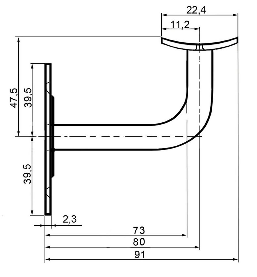 Häusler Onlinehandel GmbH Brüstungsgeländer Handlaufhalter Set 1 Stück HLH 1103 Weiss gewölbte Auflage