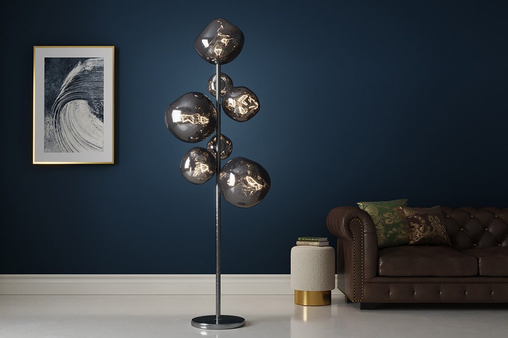 riess-ambiente Stehlampe LIQUID DIAMOND 170cm smoke – 7-flammige Kugelleuchte Glas/Metall, keine besonderen Funktionen, ohne Leuchtmittel, Design-Stehlampe mit Schirmen, dekorative Lichtquelle im Smoke-Finish