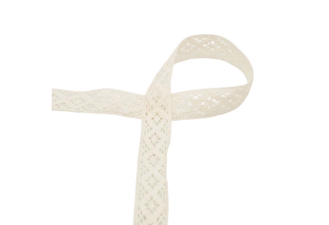 maDDma Spitzenband Baumwollspitze 3m x 20mm Zierband Häkelborte Klöppelspitze Dekospitze, creme