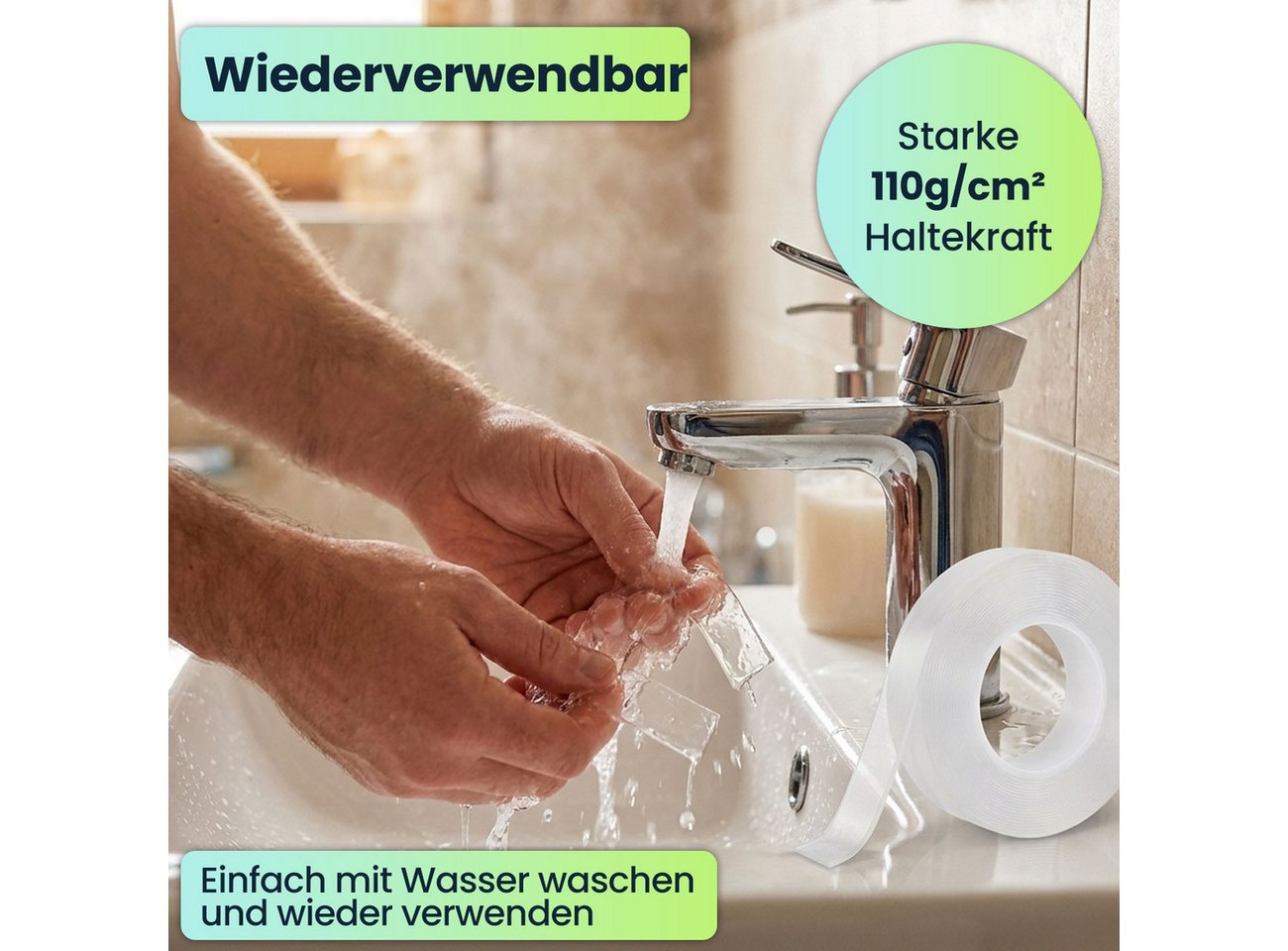 shop'n smile ideoon Klebeband Transparentes Nano Klebeband, L 5 m x B 10 mm (2-St) 5m x 10mm