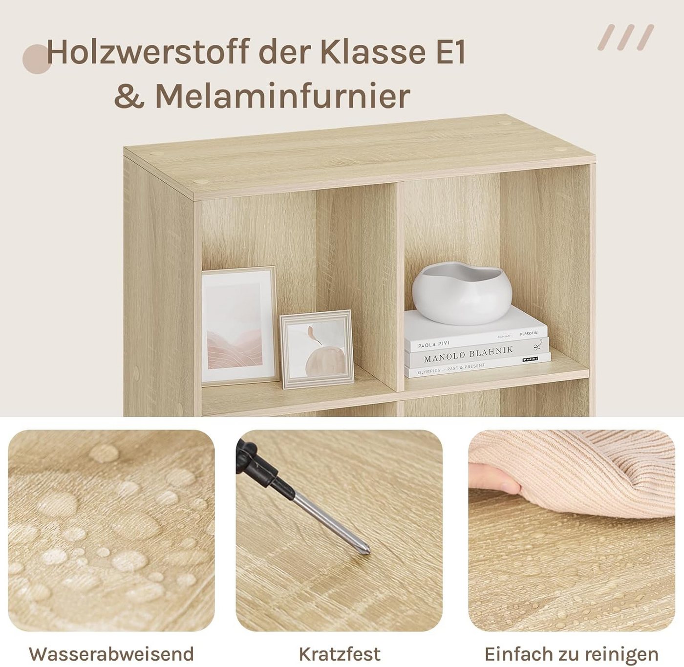 Woltu Bücherregal, 1-tlg., Würfelregal 8 Fächer aus MDF, Kippschutz