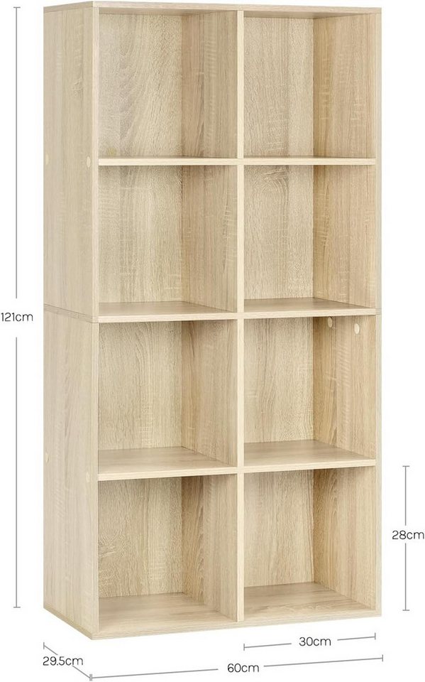 Woltu Bücherregal, 1-tlg., Würfelregal 8 Fächer aus MDF, Kippschutz Bild 4