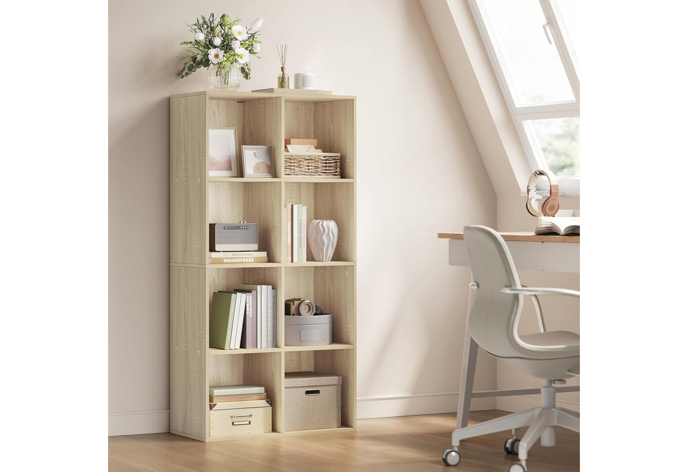 Woltu Bücherregal, 1-tlg., Würfelregal 8 Fächer aus MDF, Kippschutz Bild 5