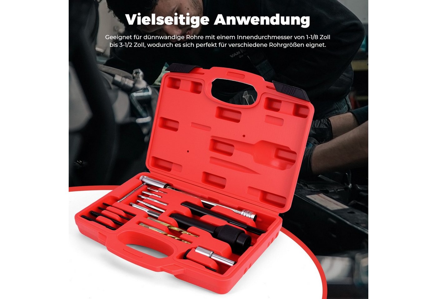 BlingBin Montagewerkzeug 3-teiliges Rohr-Erweiterungswerkzeug-Set, 1/18 Zoll bis 8,9 cm, B: 17 cm, L: 28 cm, (3er Set, 3-tlg), Endrohr-Expander, kompatibel mit den meisten Fahrzeugen und LKWs Bild 5