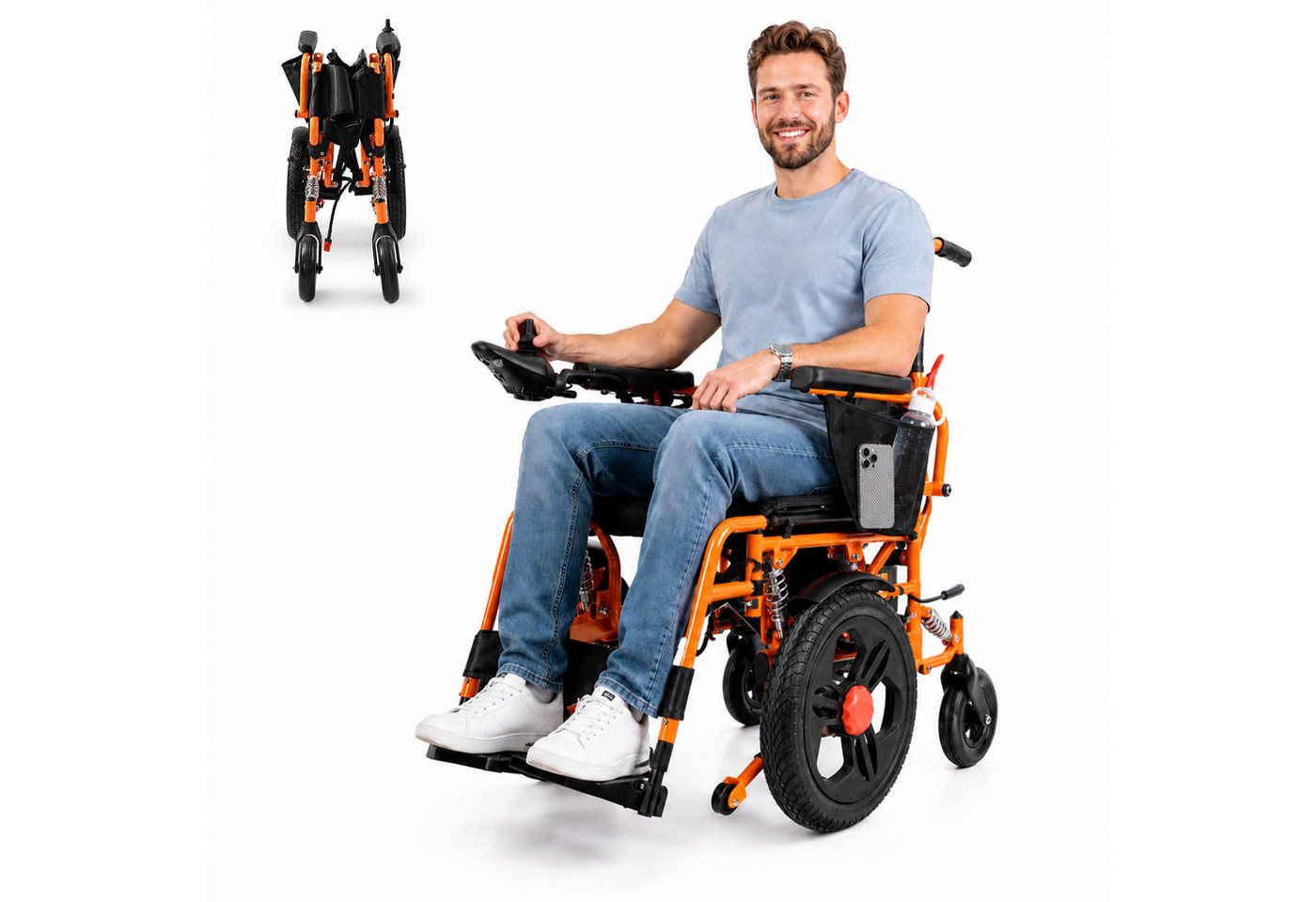 Vankel Elektrorollstuhl Elektrischer Rollstuhl faltbar mit 288 Wh Akku und 360 Grad Joystick, Zwei 250 W Motoren und sechs einstellbare Federn für Ihren Alltag