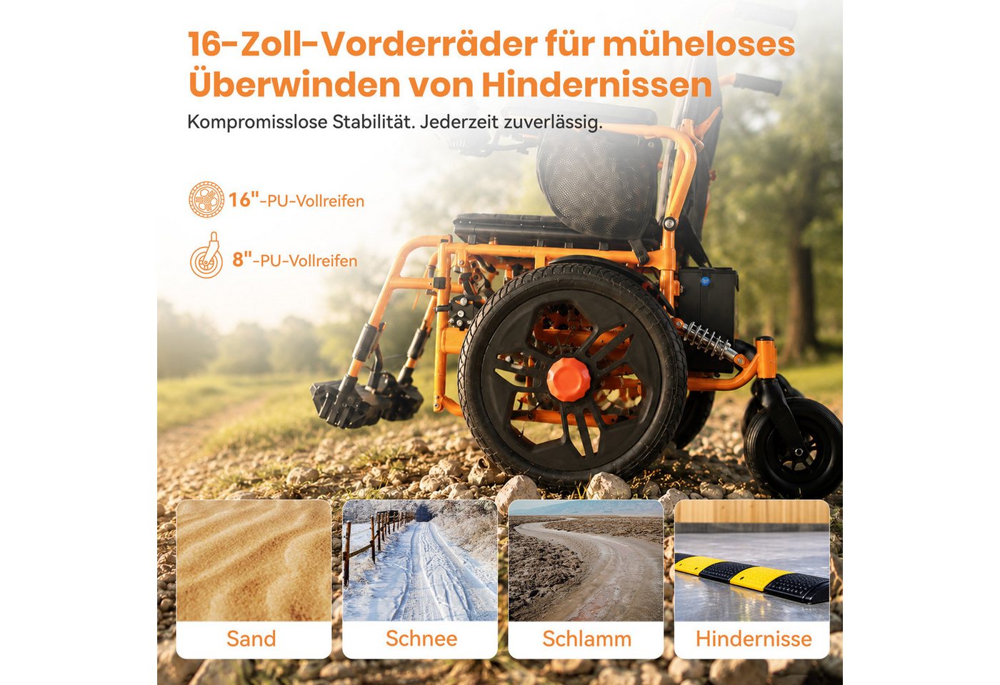 Vankel Elektrorollstuhl Elektrischer Rollstuhl faltbar mit 288 Wh Akku und 360 Grad Joystick, Zwei 250 W Motoren und sechs einstellbare Federn für Ihren Alltag Bild 4