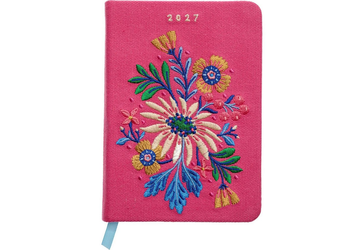 groh Verlag Taschenkalender Taschenkalender A6 2027: Blütenmotiv, bestickt, pink Bild 4