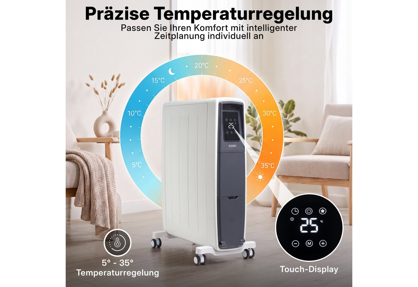 Dimplex Elektro-Heizkörper Dimplex FUTURAD Ölfreier Radiator 2000 W, Elektroheizkörper mit App, 6 Bild 4