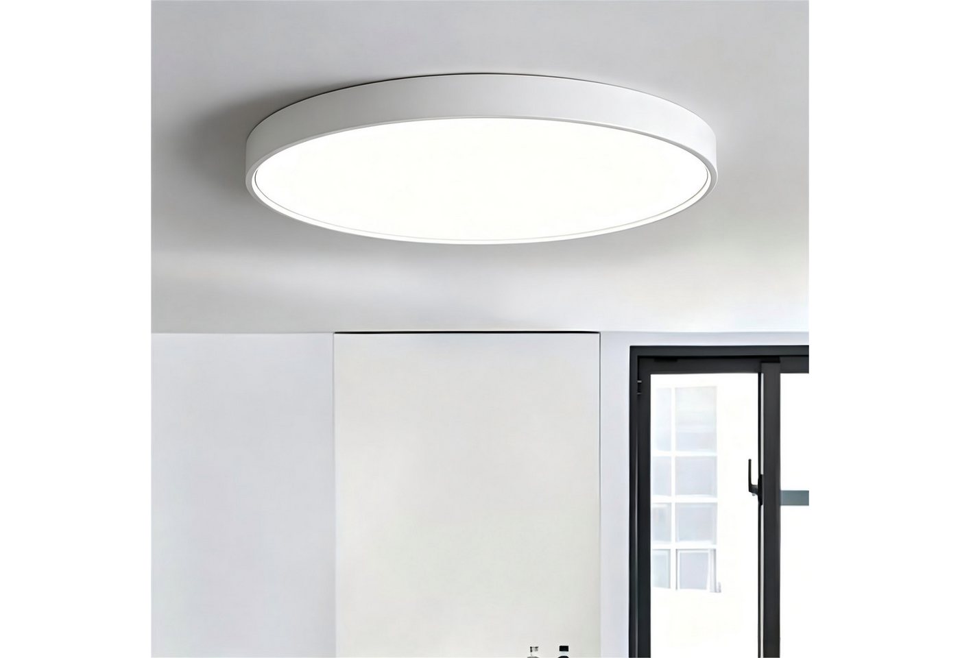 JDONG LED Deckenleuchte Flach Rund Schwarz/Weiß 50cm Deckenlampe Dimmbar 3000K-6000K, LED fest integriert, Kaltweiß, Neutralweiß, Warmweiß, mit Fernbedienung für Schlafzimmer Kinderzimmer Büro Wohnzimmer Bild 4
