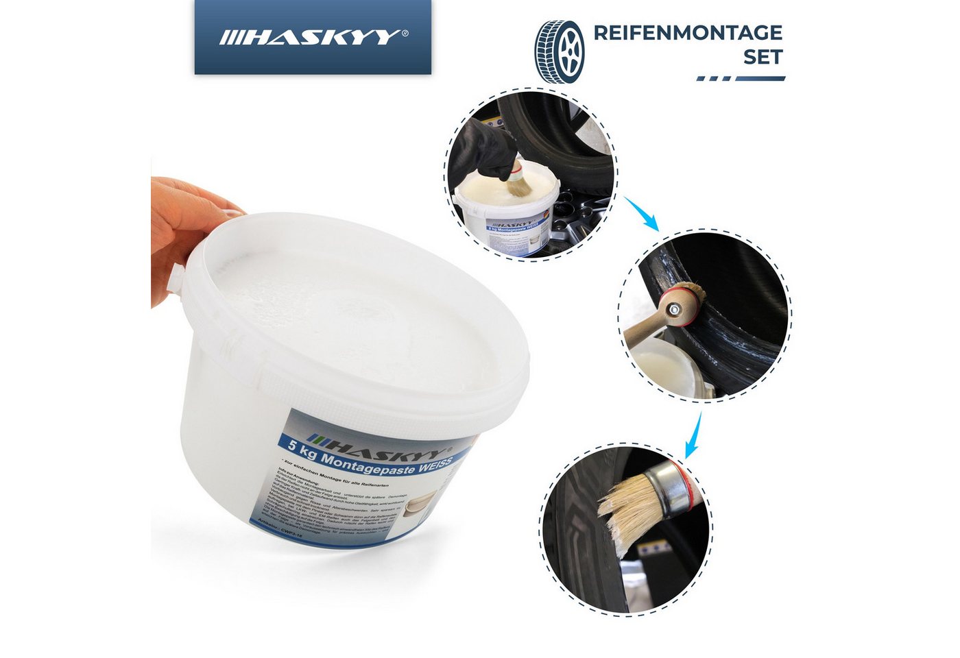 HASKYY Montagepaste Reifenmontage Paste 5kg Weiss Montagepaste Montagewax Reifenmontapaste
