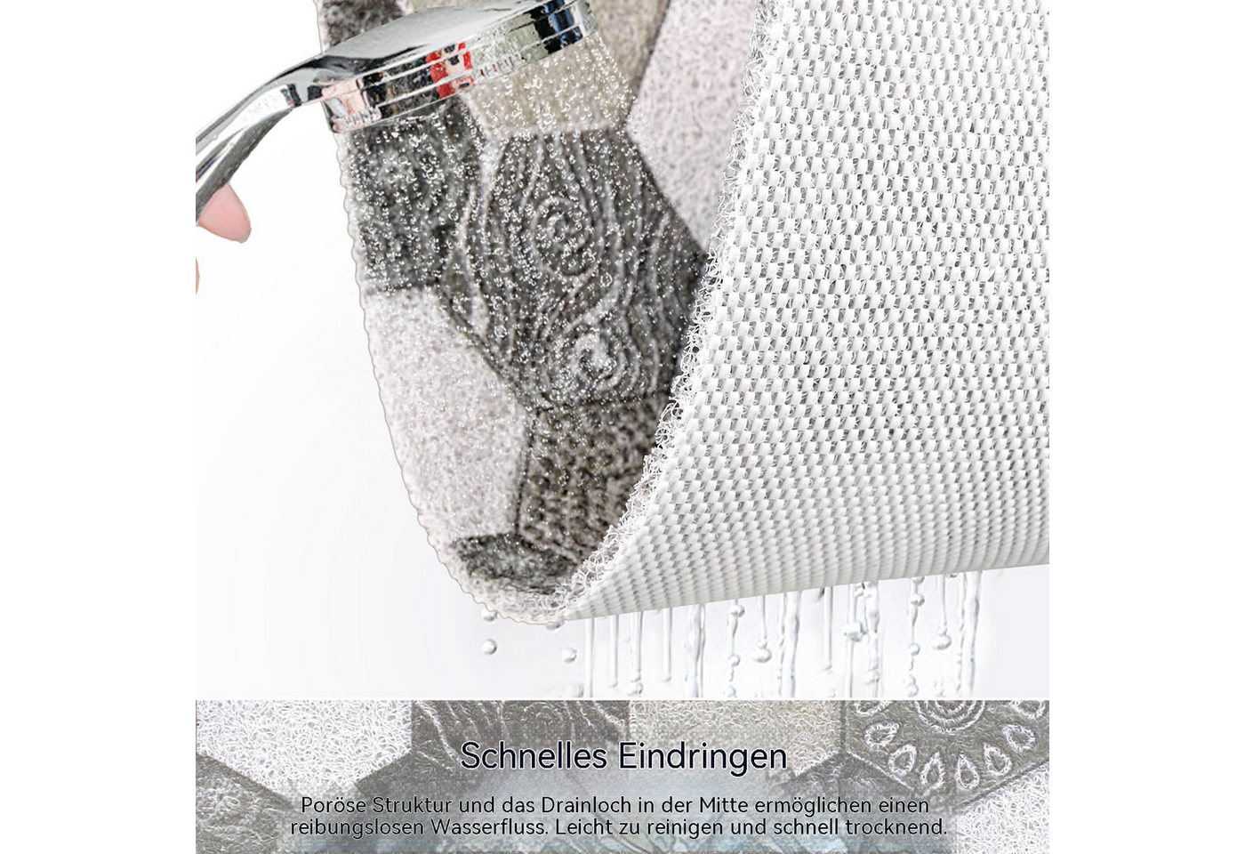 Zyronn Duscheinlage Rutschfeste Duschmatte,extra Duschmatte mit Ablauföffnung in der Mitte, B: 40 cm, Schmutzunempfindlich, strapazierfähig,für Dusche und Badezimmer