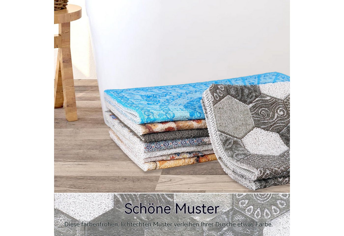 Zyronn Duscheinlage Rutschfeste Duschmatte,extra Duschmatte mit Ablauföffnung in der Mitte, B: 40 cm, Schmutzunempfindlich, strapazierfähig,für Dusche und Badezimmer Bild 2