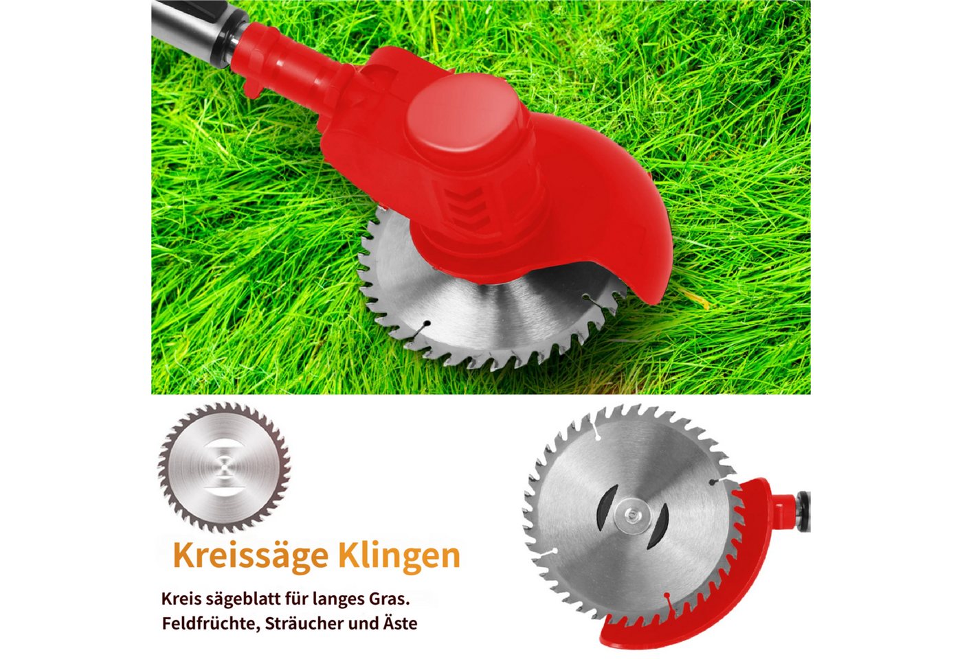 Rutaqian Elektrorasenmäher Akkurasenmäher 3-in-1 Elektrischer Rasenmäher mit 2* 2000mAh, 15 cm Schnittbreite, (2×2Ah Akku,21VAkku), Akku-Rasentrimmer 800w, Länge einstellbar 92-122cm,15 cm Schnittbreite Bild 3