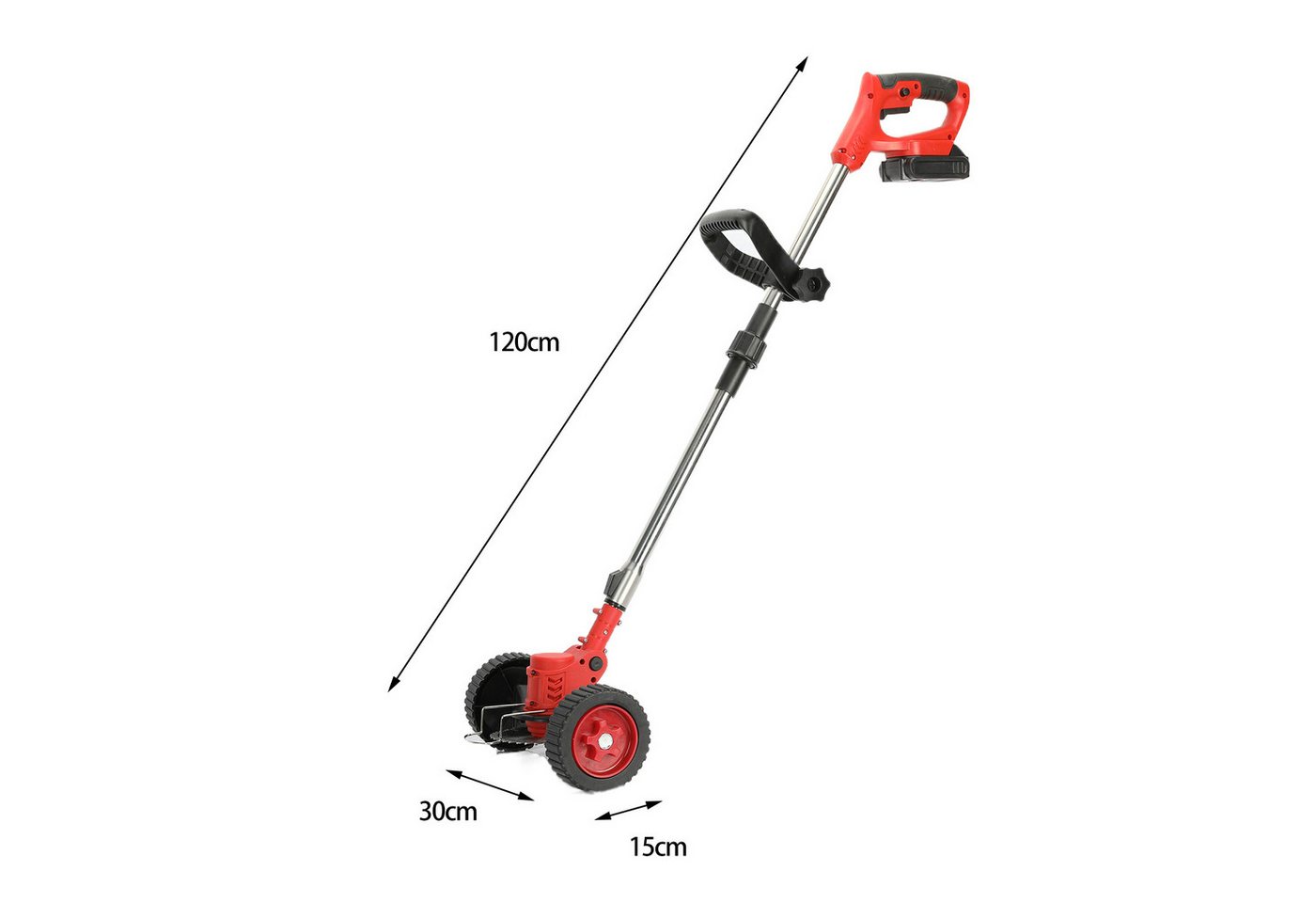 Rutaqian Elektrorasenmäher Akkurasenmäher 3-in-1 Elektrischer Rasenmäher mit 2* 2000mAh, 15 cm Schnittbreite, (2×2Ah Akku,21VAkku), Akku-Rasentrimmer 800w, Länge einstellbar 92-122cm,15 cm Schnittbreite Bild 5