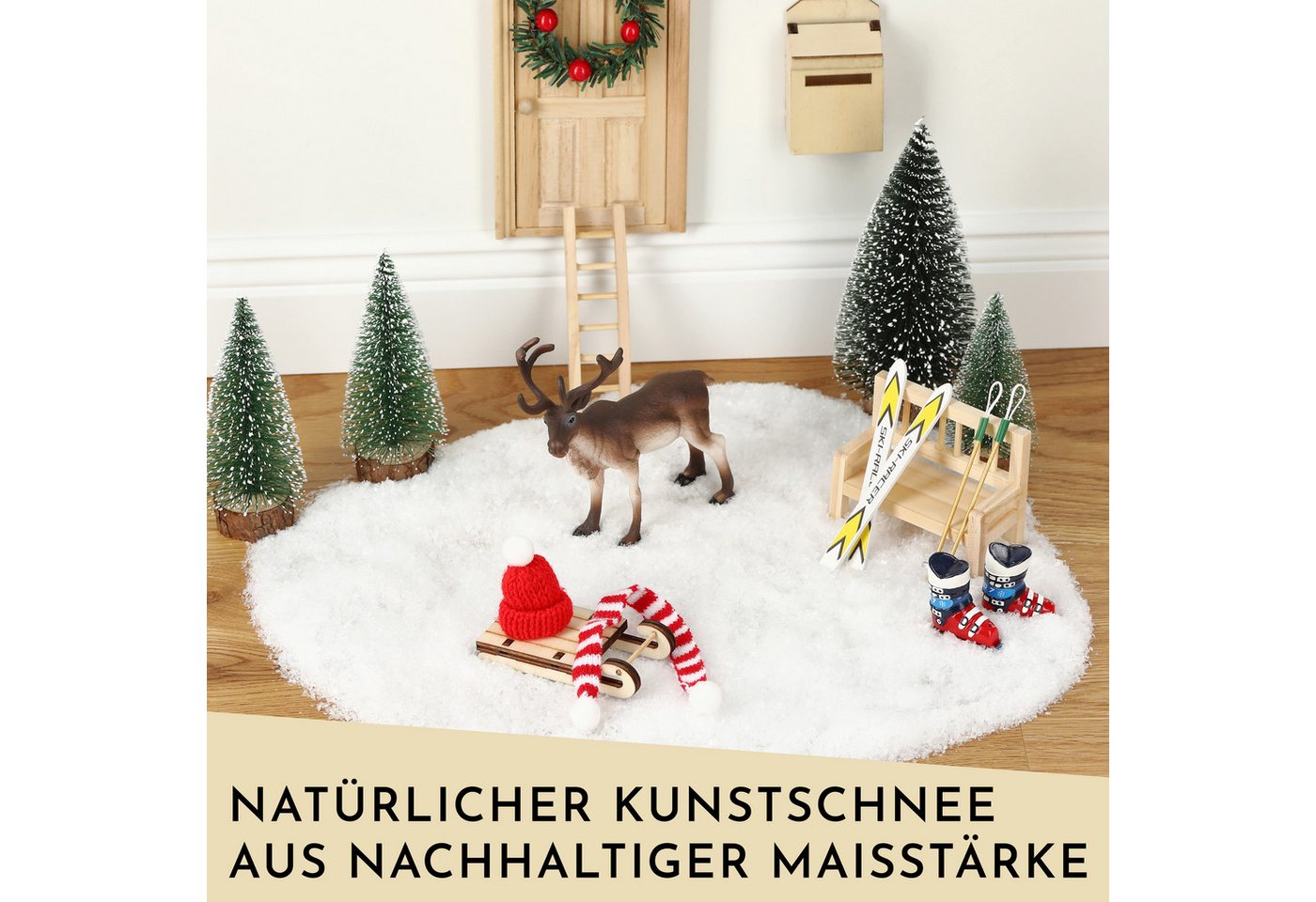 Nordstern Streudeko Kunstschnee Dekoschnee 1000 ml, (Packung), für Winterdeko aus nachwachsenden Rohstoffen Bild 3