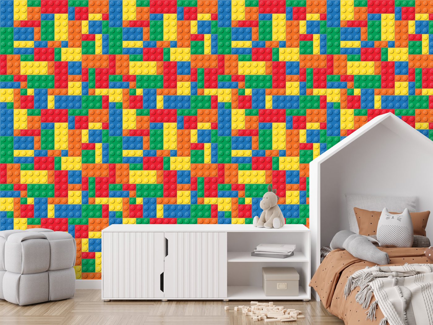 Muralo Vliestapete Wandtapete Kinderzimmer – Fototapete Vlies 0,50 x 10 m, bedruckt, Bunte Bausteine, Rolle 0,50 x 10 m, Vlies 130 g/m² Bild 2