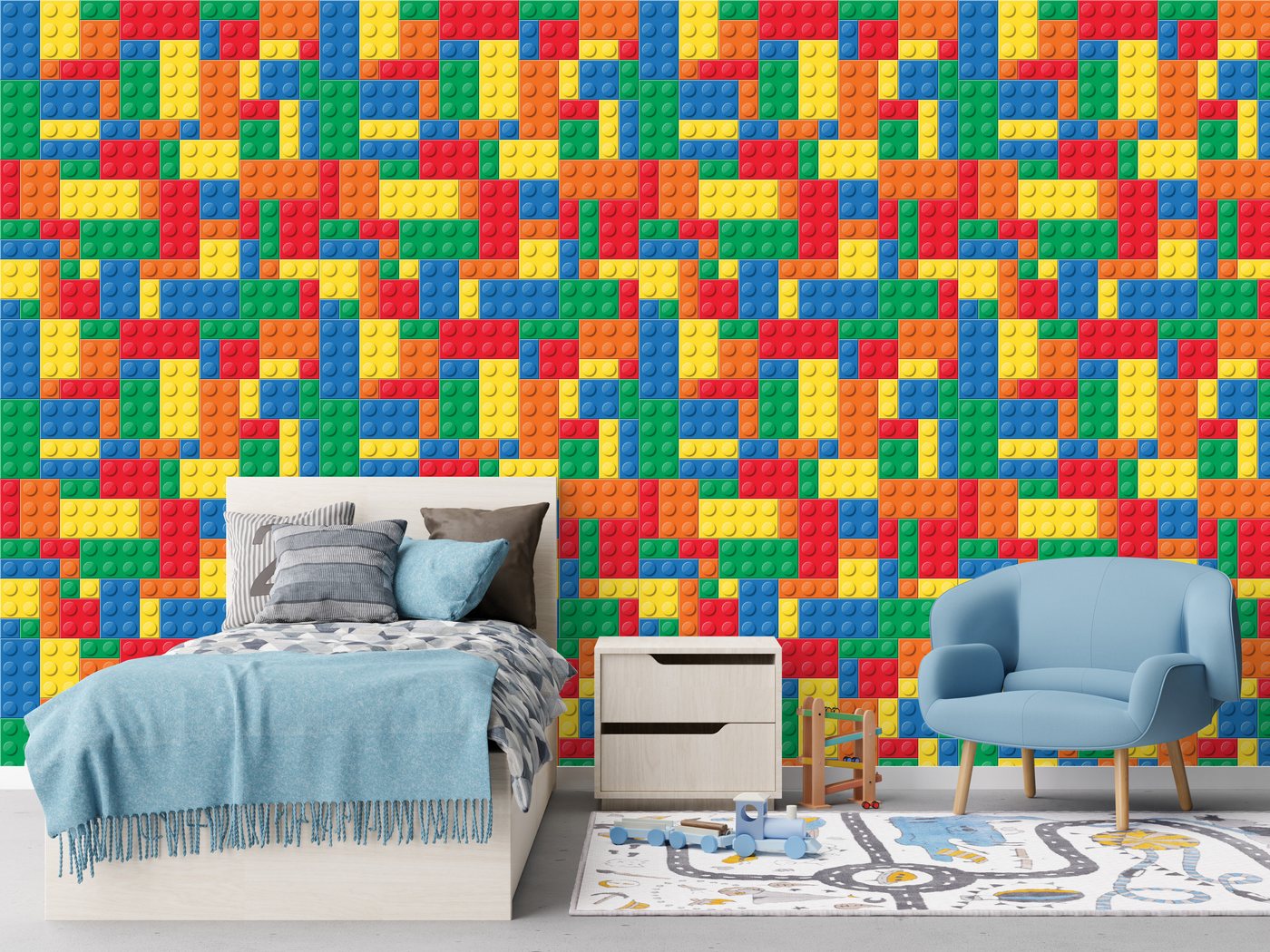 Muralo Vliestapete Wandtapete Kinderzimmer – Fototapete Vlies 0,50 x 10 m, bedruckt, Bunte Bausteine, Rolle 0,50 x 10 m, Vlies 130 g/m² Bild 4