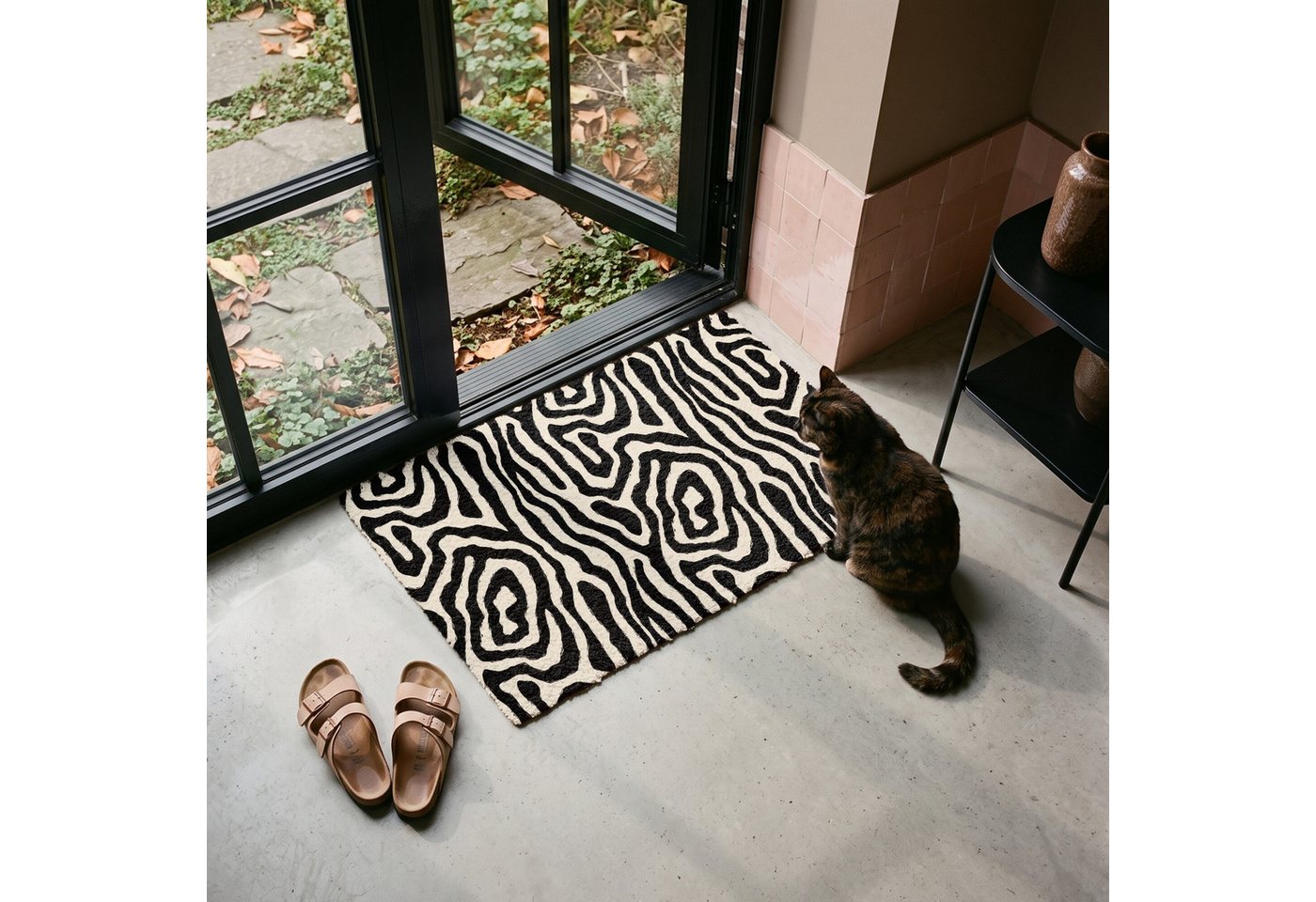 MuchoWow Fußmatte Zebra – Schwarz – Abstrakt, Rechteckig, innen Schmutzfangmatte, Tür, Schmutzfänger Flur, Teppich 60x40 cm Bild 3