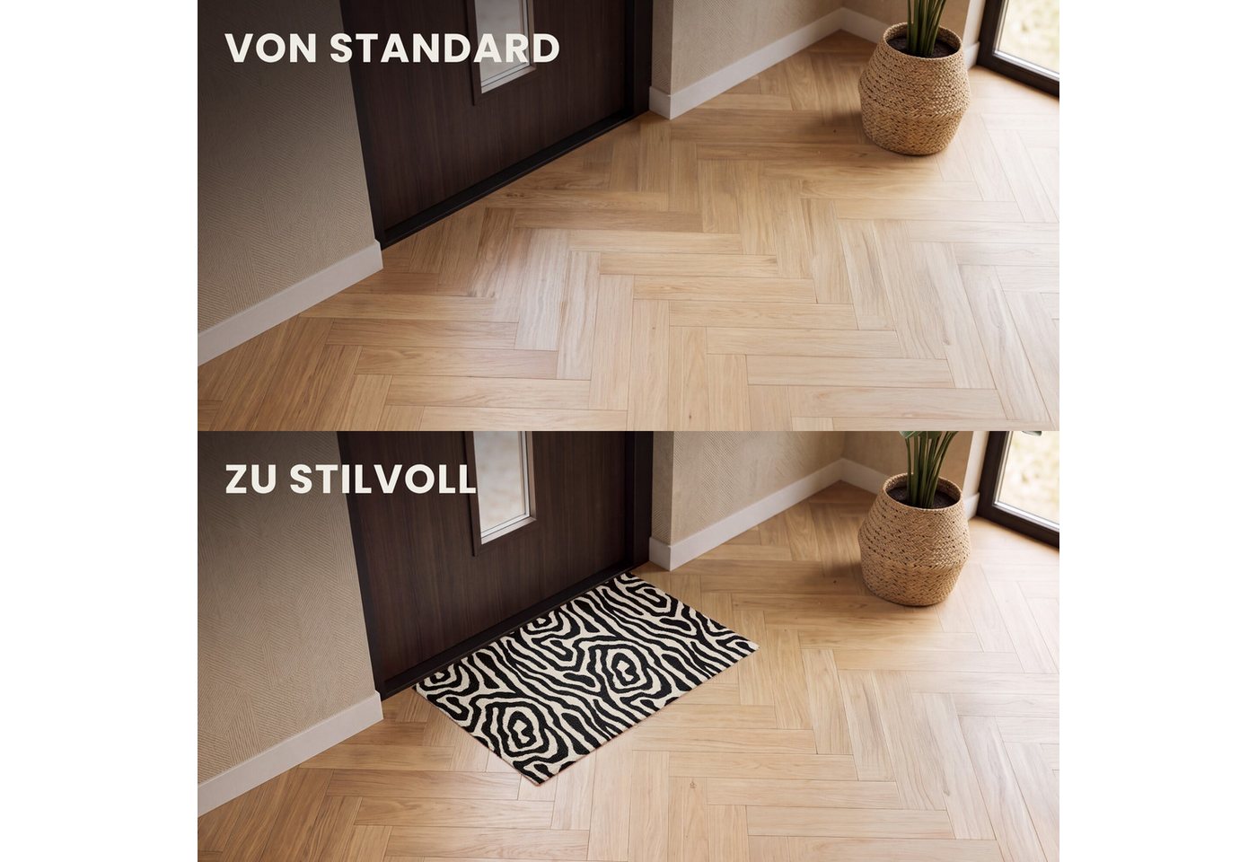 MuchoWow Fußmatte Zebra – Schwarz – Abstrakt, Rechteckig, innen Schmutzfangmatte, Tür, Schmutzfänger Flur, Teppich 60x40 cm Bild 4