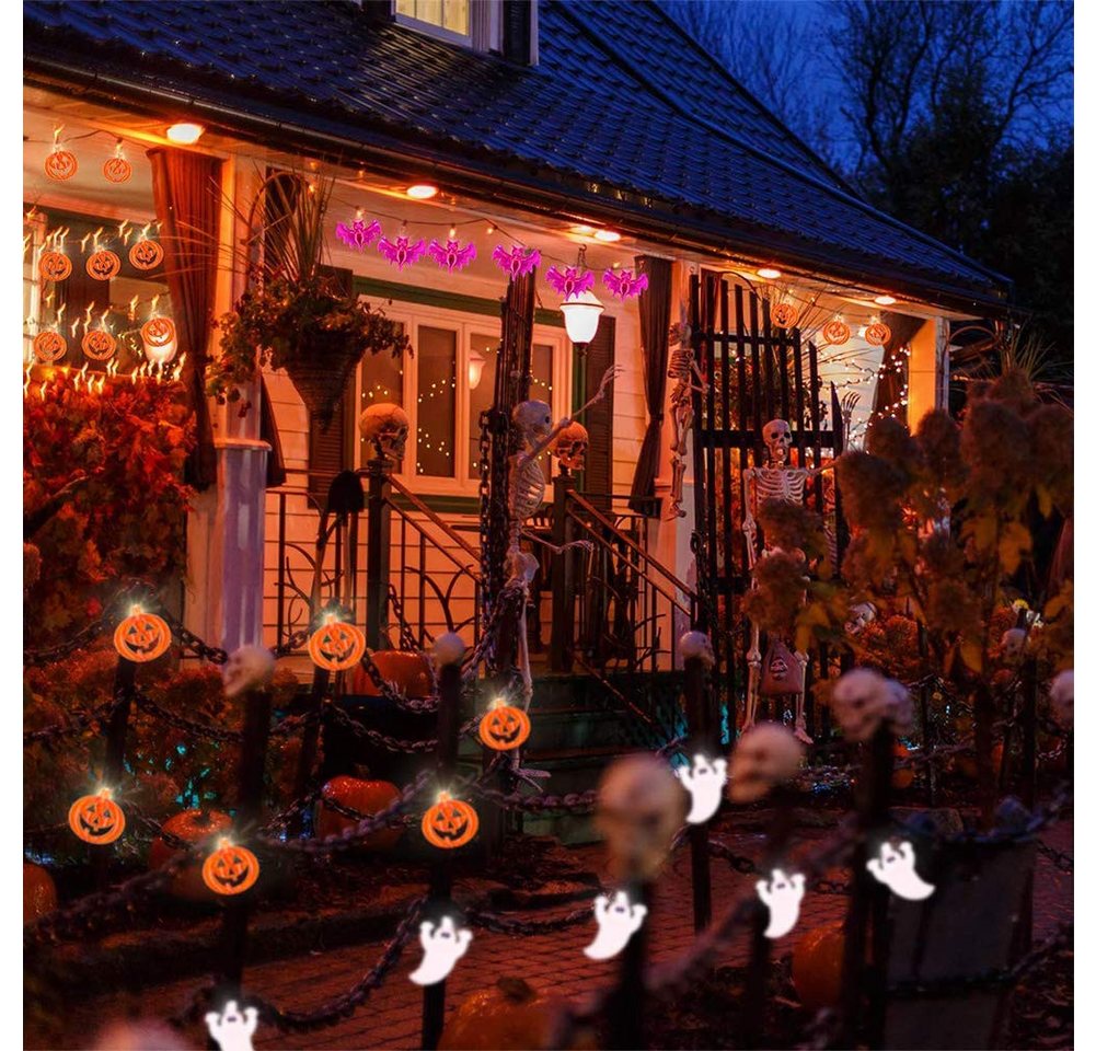 Bomiclss LED-Lichterkette Halloween Lichterkette Batterie Halloween Led Dekoration, für Außen Innen Halloween Garden Deko Bild 3
