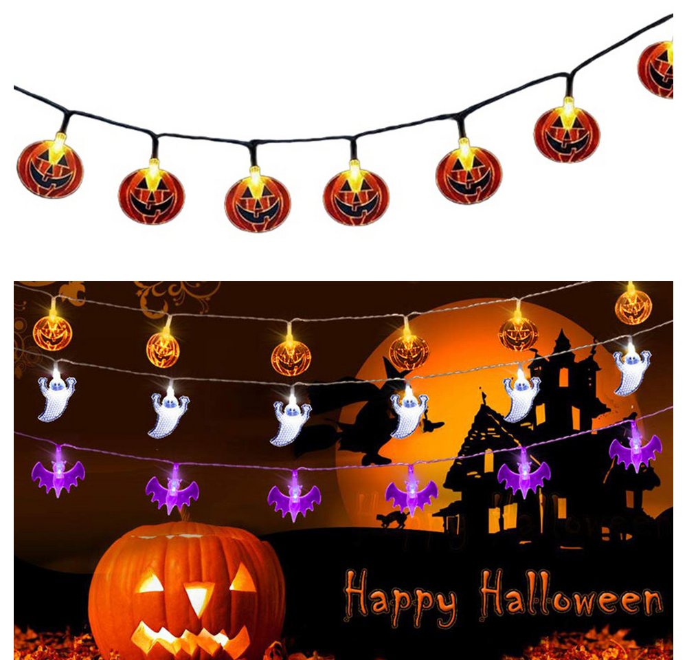 Bomiclss LED-Lichterkette Halloween Lichterkette Batterie Halloween Led Dekoration, für Außen Innen Halloween Garden Deko Bild 5