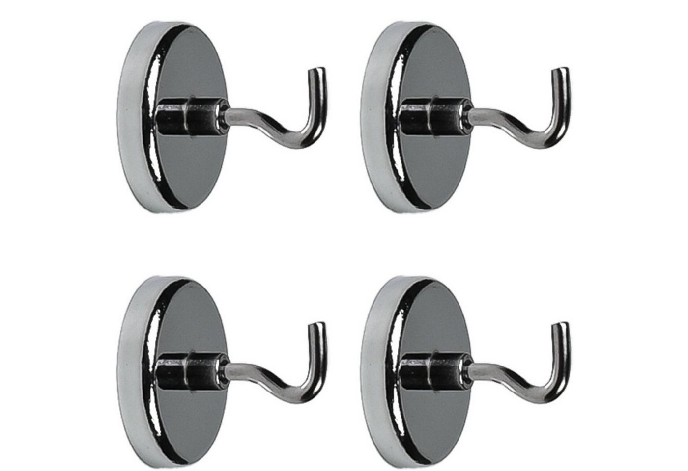 TSB Werk Magnet 4x Magnethaken Topfmagnet Magnet Haken Hakenmagnet, Gewinde, M4, Stark, 12 kg, Set