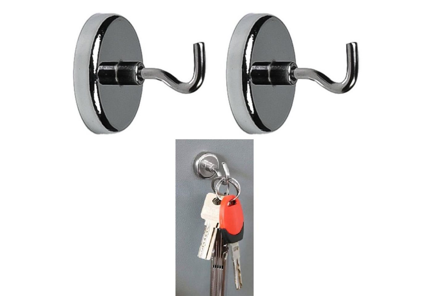 TSB Werk Magnet 4x Magnethaken Topfmagnet Magnet Haken Hakenmagnet, Gewinde, M4, Stark, 12 kg, Set Bild 2