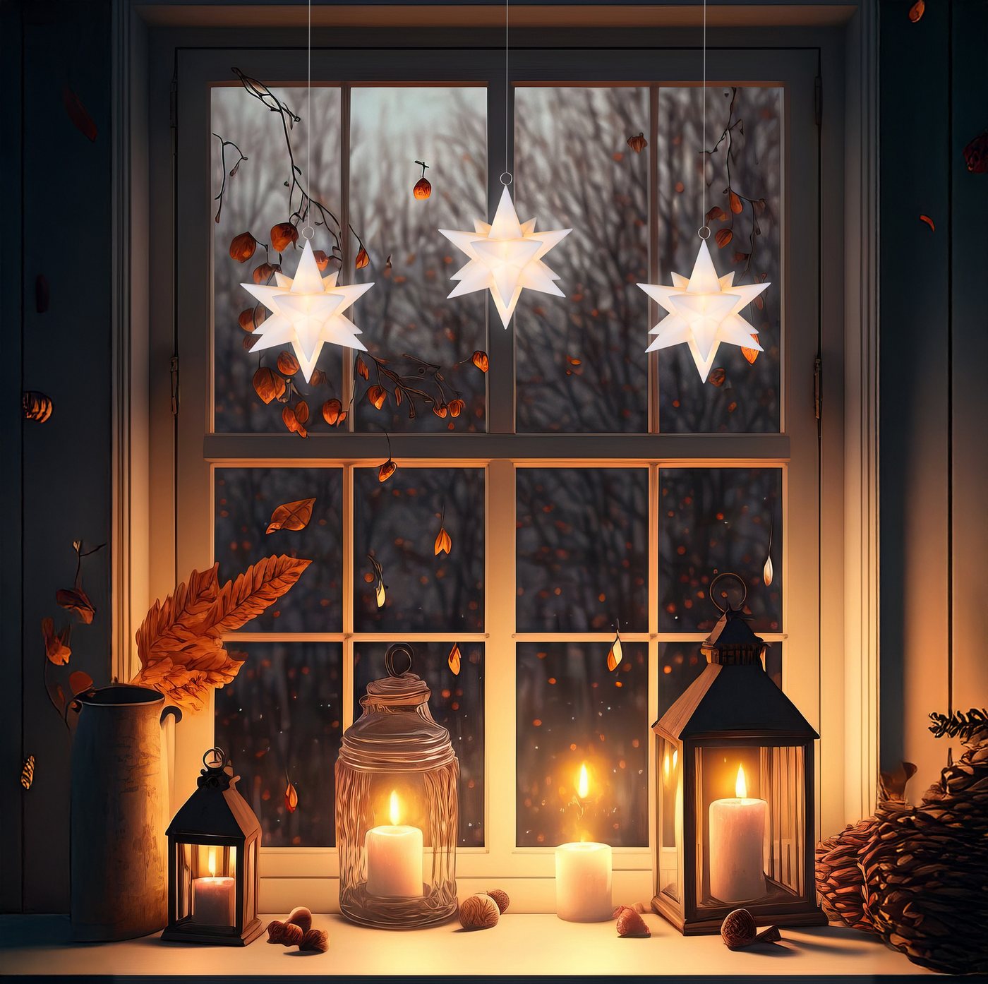 Spetebo LED Stern 3D Weihnachtssterne warm weiß mit Fernbedienung - 13 cm -, Batteriebetrieben, LED fest integriert, multicolor, mit Fernbedienung, Timer und Dimmer Bild 3