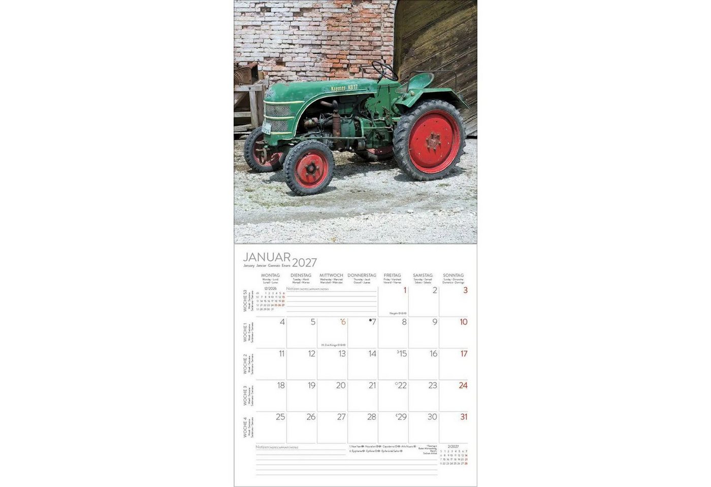 Korsch Verlag Wandkalender Traktoren 2027 Bild 2