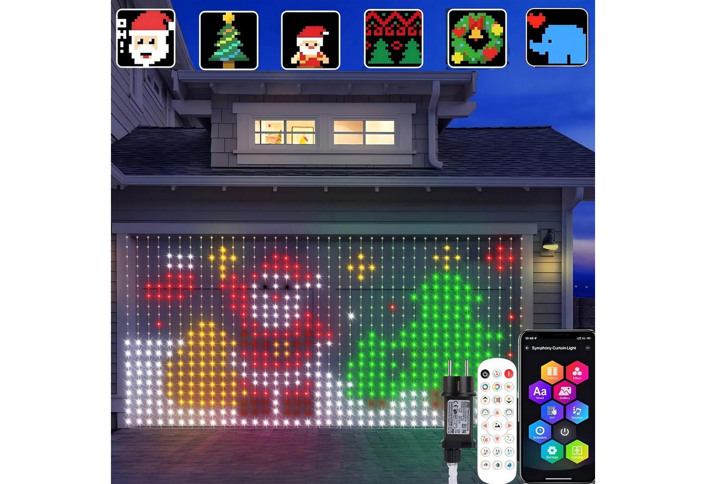 XIIW Lichtervorhang 3×2m Vorhanglicht 400 LEDs Dynamisch Lichterkette 100+ Modi RGB App/FB, IP44, Musik, für DIY Weihnachten Party Innen Hintergrund Bild 4