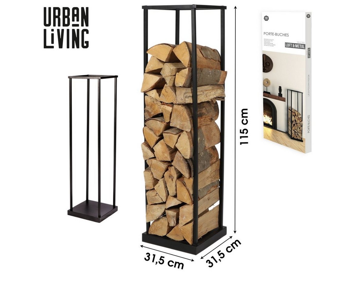 Urban Living Kaminholzregal Holzstapelregal Kaminholz Stapelregal Standregal, BxTxH:31.5x31.5x115 cm, (freistehend), in Schwarz